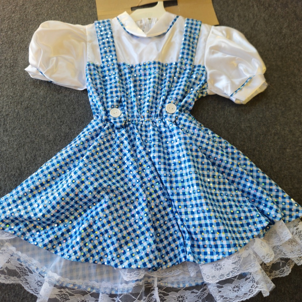 New! Rubies Dorothy Costume Child Small 4-6 Blue Gingham Sequin Wizard of Oz - Picture 3 of 6
